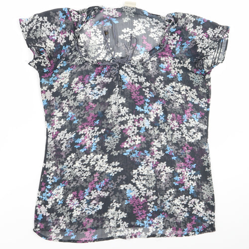 espirit Womens Black Floral  Basic Blouse Size 6