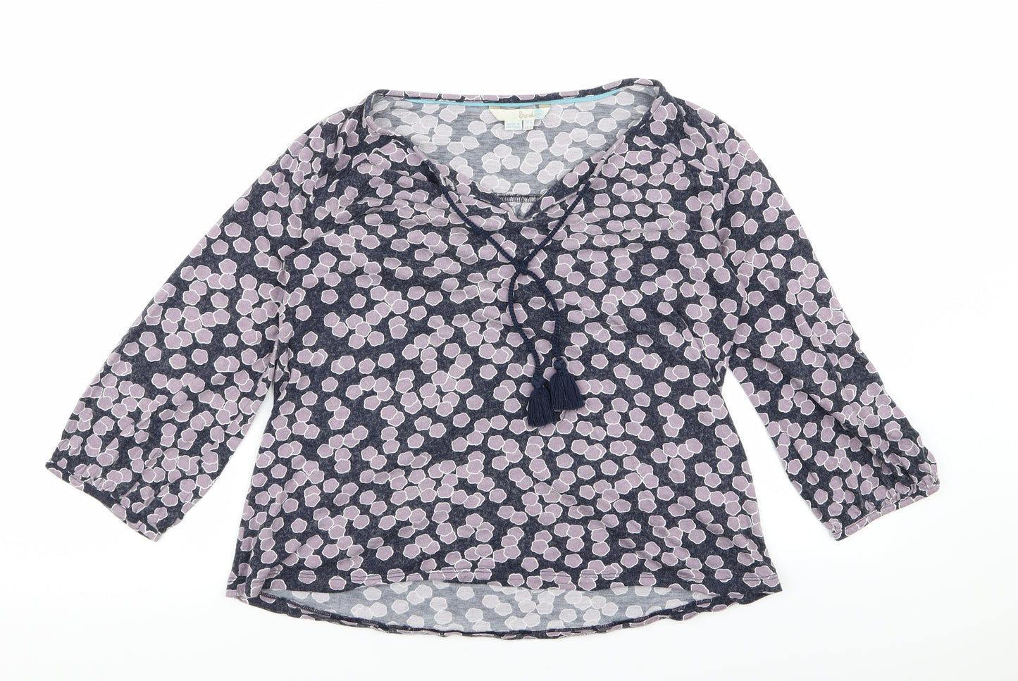 Preworn Womens Purple Floral  Basic Blouse Size 6