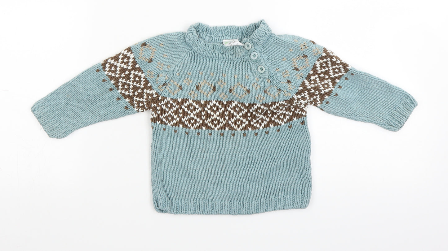 Friends Baby Blue Fair Isle Knit Pullover Jumper Size 9-12 Months
