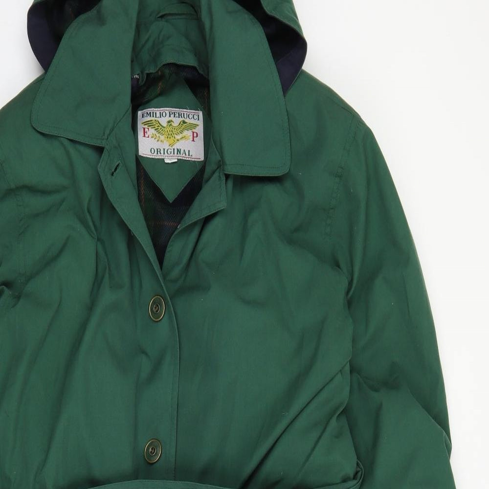 Emilio Perucci Mens Green  Canvas Trench Coat Coat Size L