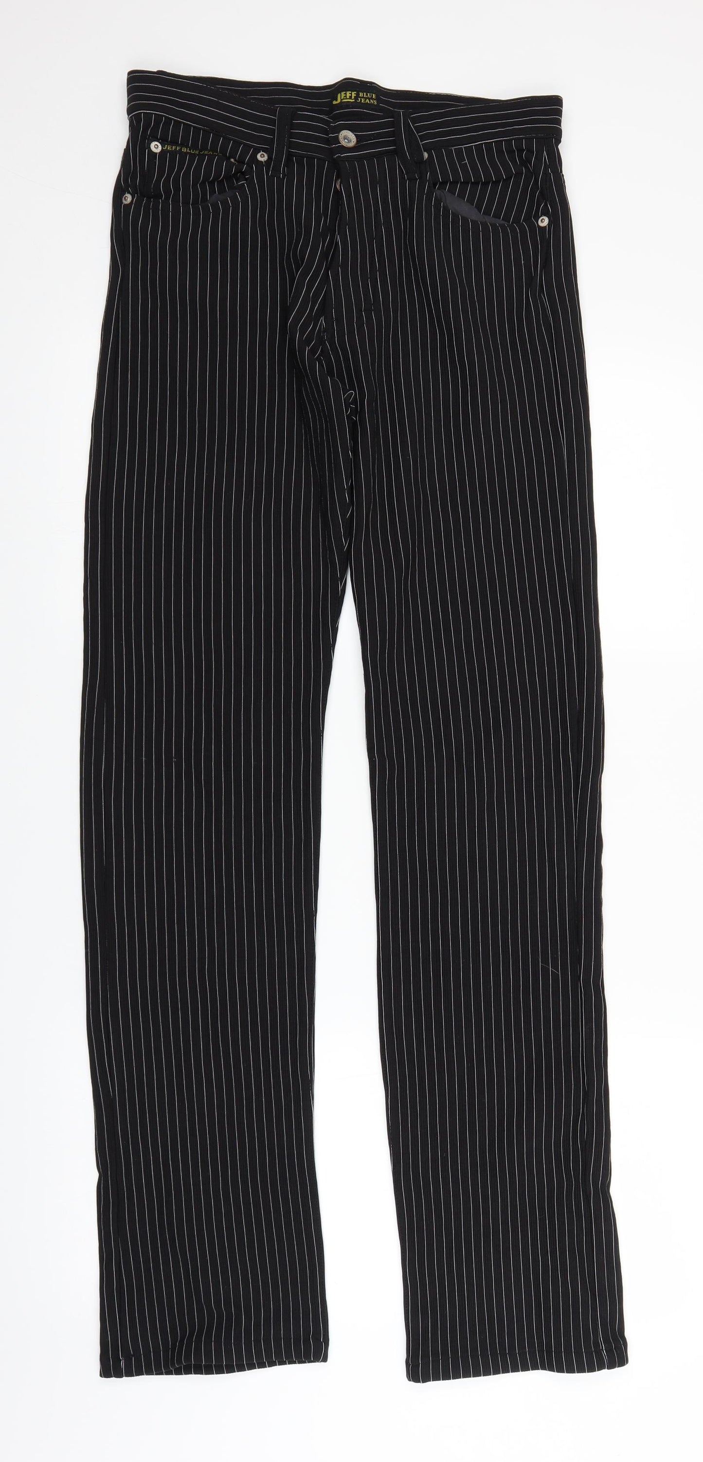 Jeff Womens Black Striped  Trousers  Size 28 in L32 in