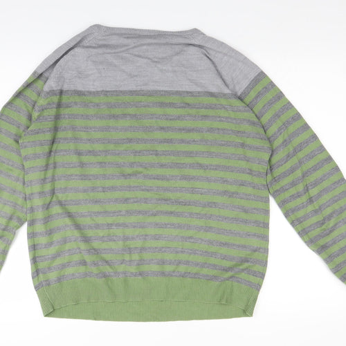 Cedar Wood State Mens Green Striped  Pullover Jumper Size L