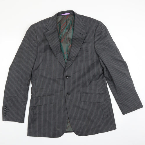 French Eye Mens Grey Striped  Jacket Suit Jacket Size 38