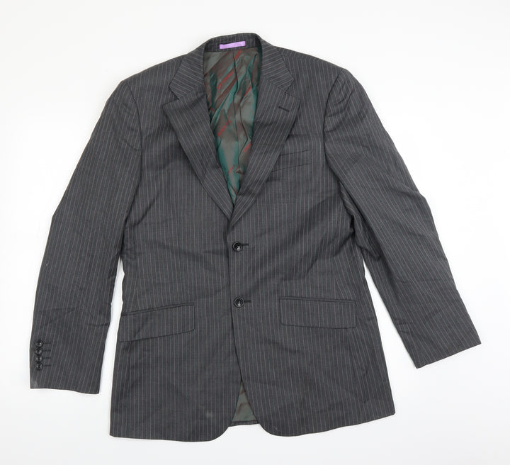 French Eye Mens Grey Striped Jacket Suit Jacket Size 38