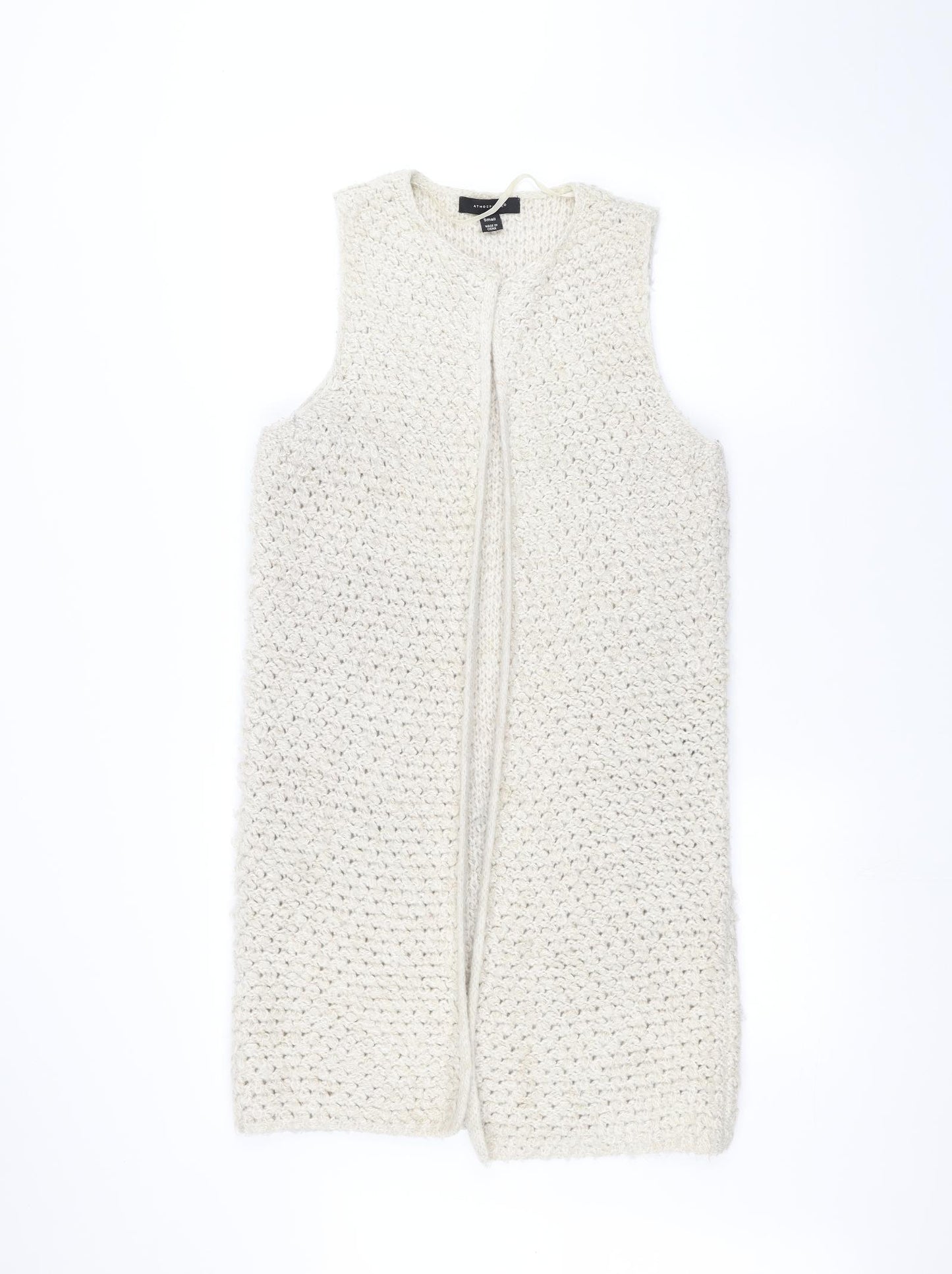 atmosp Womens White  Knit Jacket Coatigan Size S