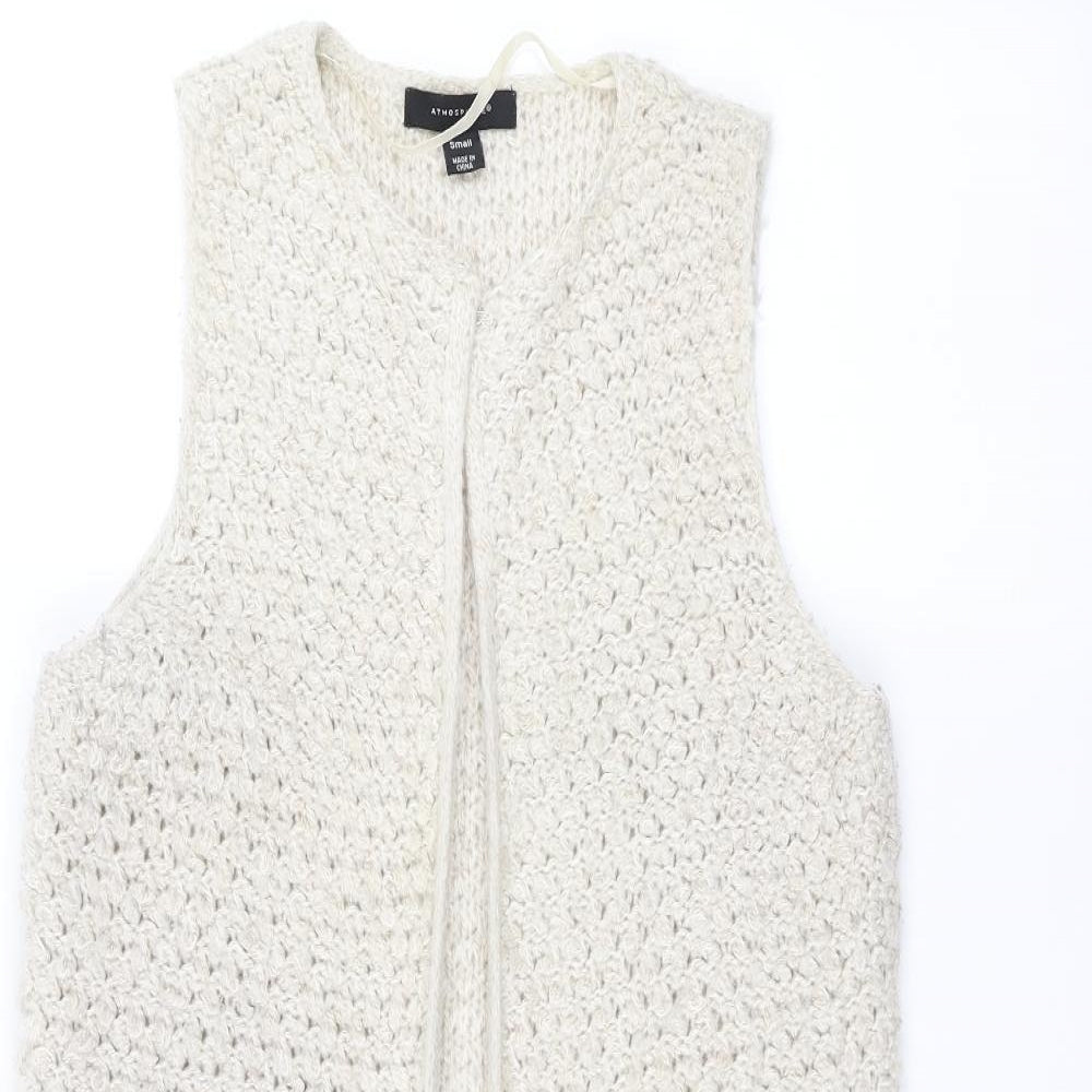 atmosp Womens White  Knit Jacket Coatigan Size S