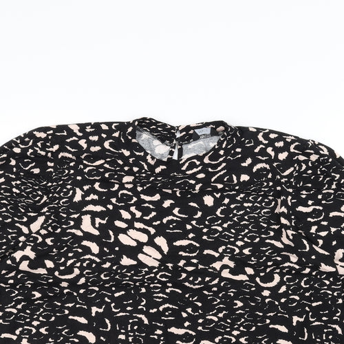 M&Co Womens Black Animal Print  Basic T-Shirt Size 18