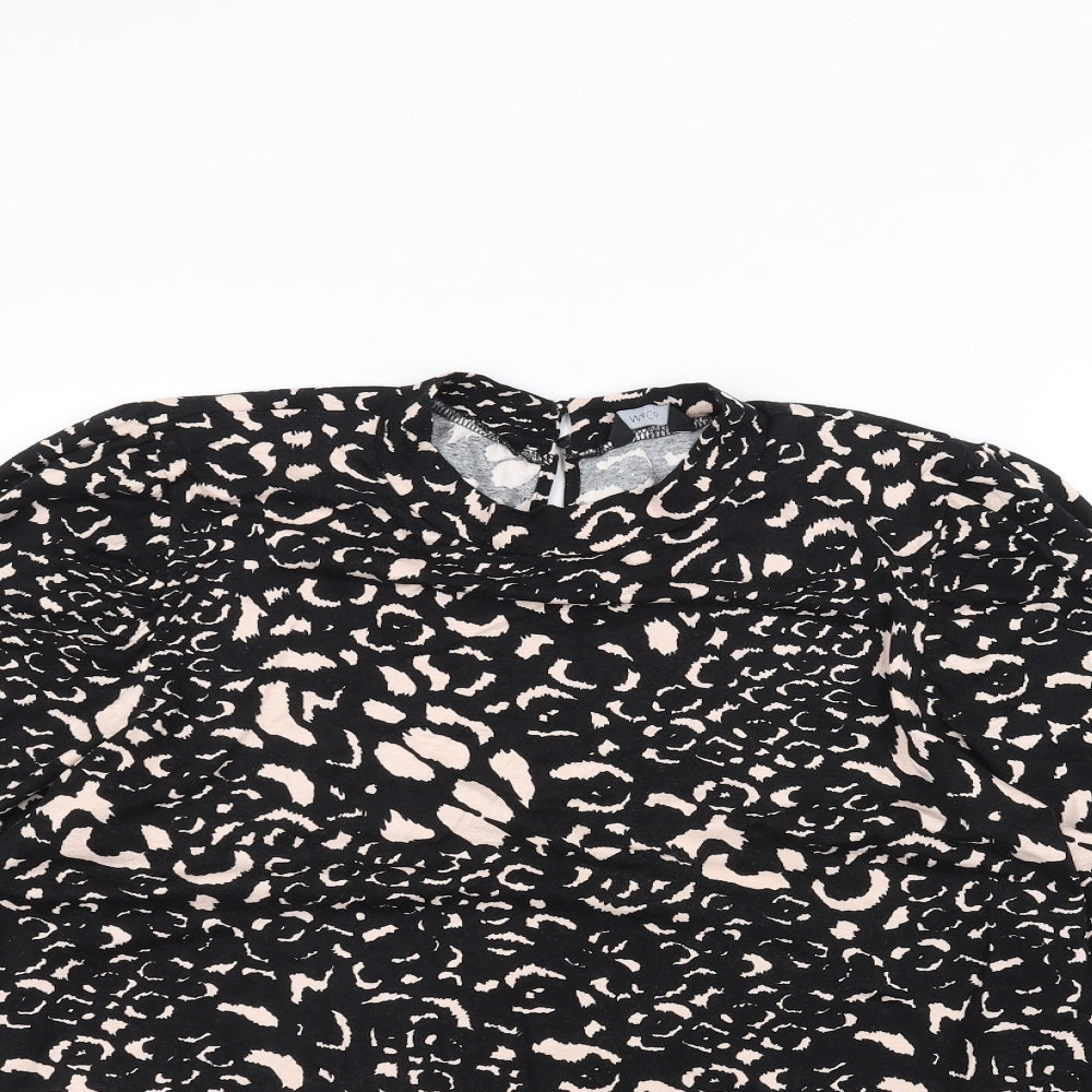 M&Co Womens Black Animal Print  Basic T-Shirt Size 18