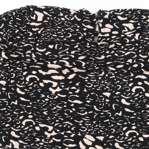 M&Co Womens Black Animal Print  Basic T-Shirt Size 18