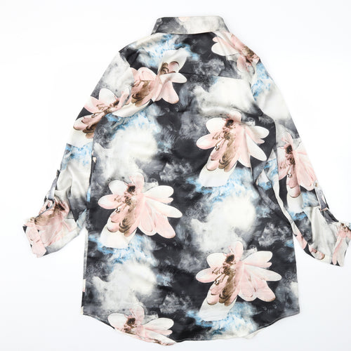 Parisian Collection Womens Grey Floral   Button-Up Size 14