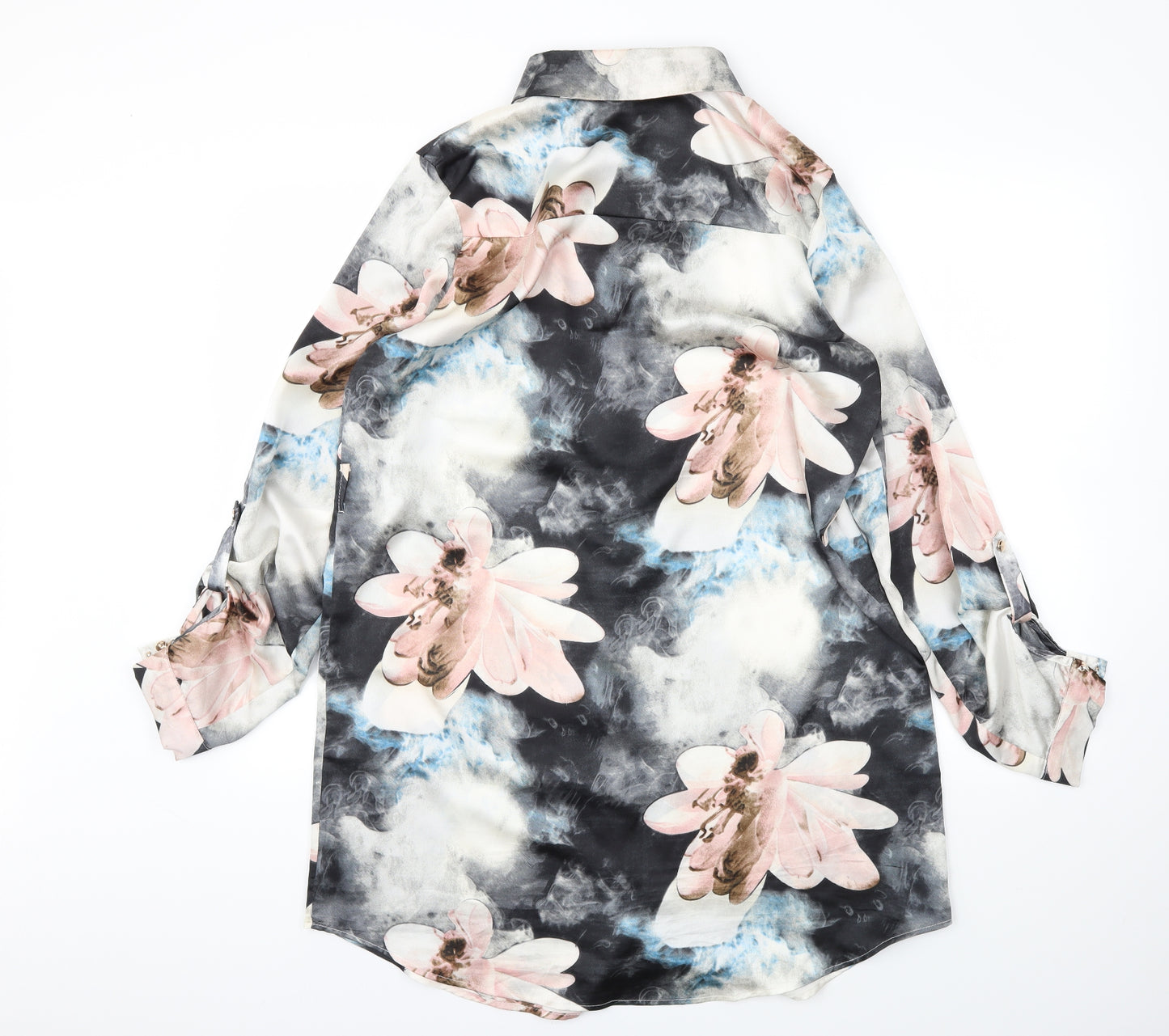 Parisian Collection Womens Grey Floral   Button-Up Size 14