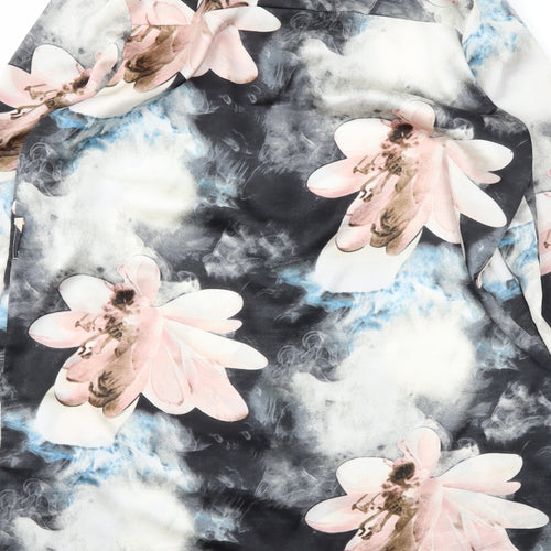 Parisian Collection Womens Grey Floral   Button-Up Size 14