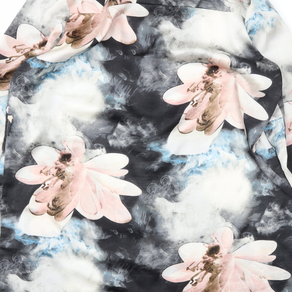 Parisian Collection Womens Grey Floral   Button-Up Size 14