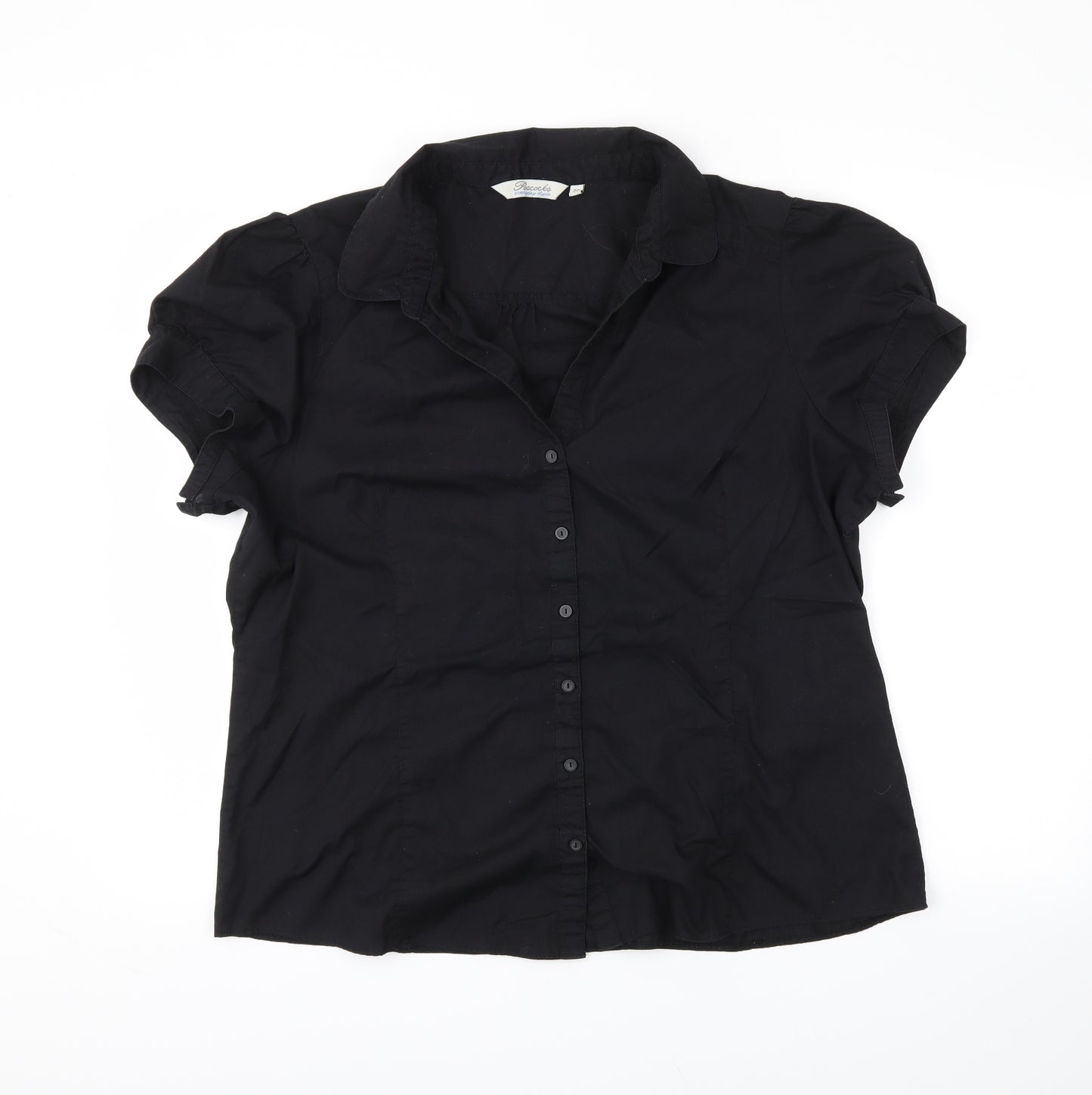 Peacocks Womens Black   Basic Button-Up Size 20