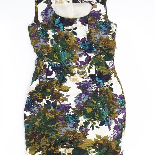 NEXT Womens White Floral  Sheath  Size 8