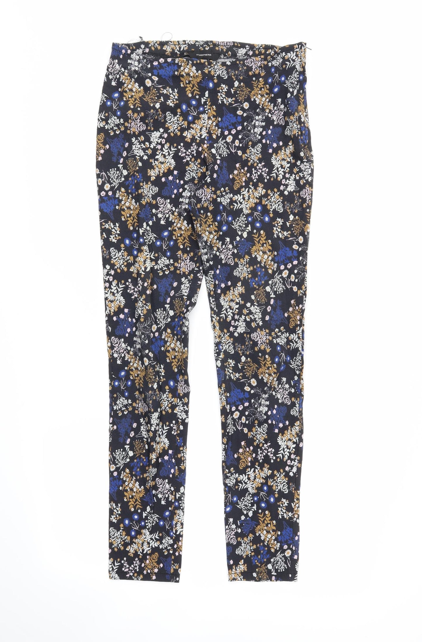Atmosphere Womens Black Floral  Trousers  Size 10 L25 in