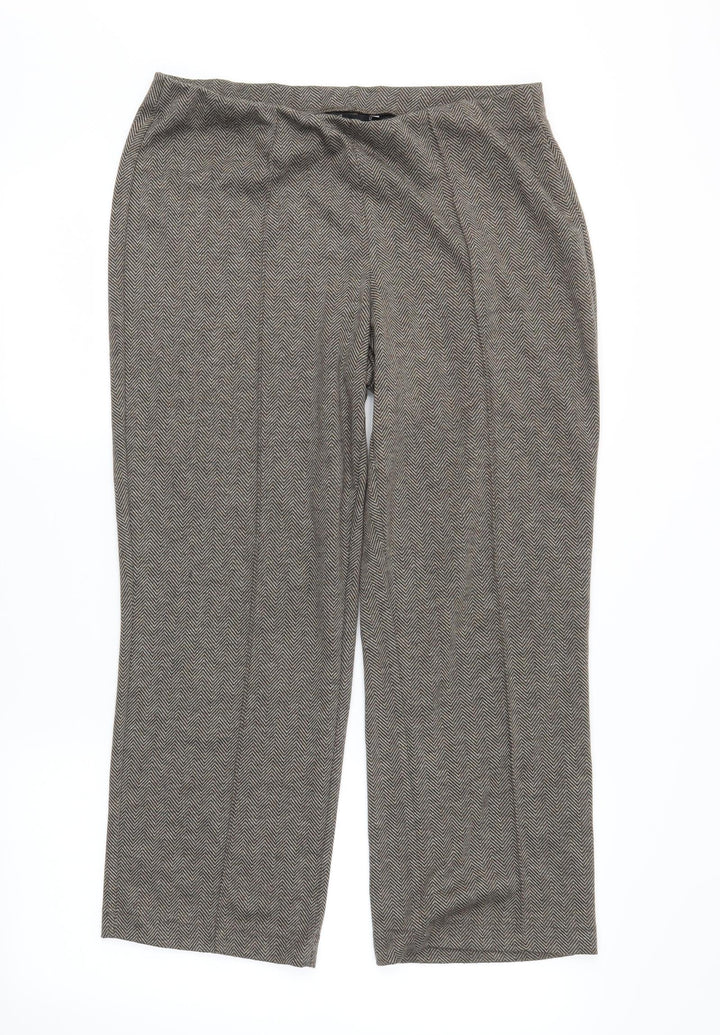 BM Womens Brown Herringbone Trousers Size 12 L24 in