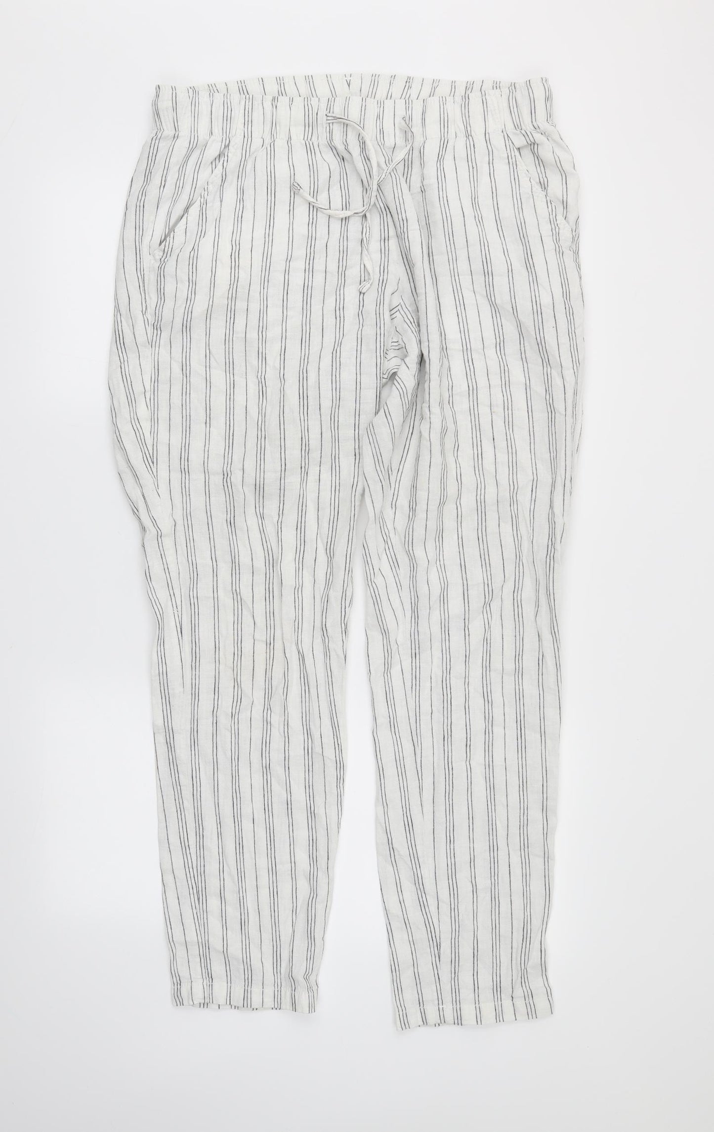 ESMARA Womens White Striped  Trousers  Size 16 L28 in