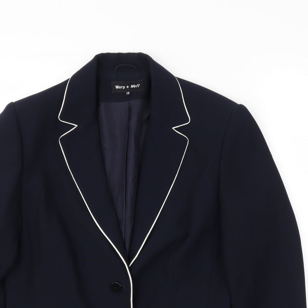 Warp + Weft Womens Blue   Jacket Blazer Size 12