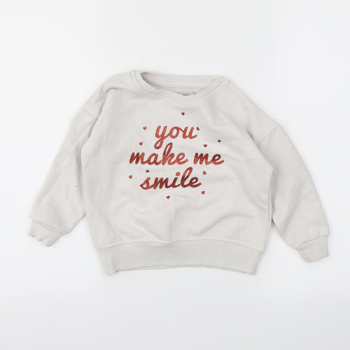 primar Girls White   Pullover Sweatshirt Size 3-4 Years