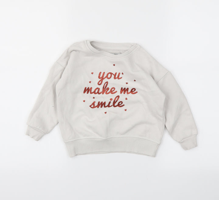 primar Girls White   Pullover Sweatshirt Size 3-4 Years