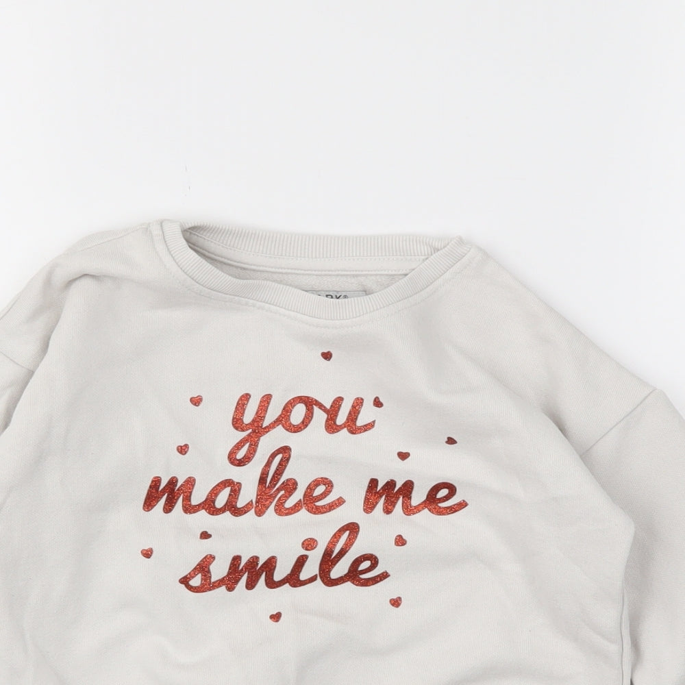 primar Girls White   Pullover Sweatshirt Size 3-4 Years