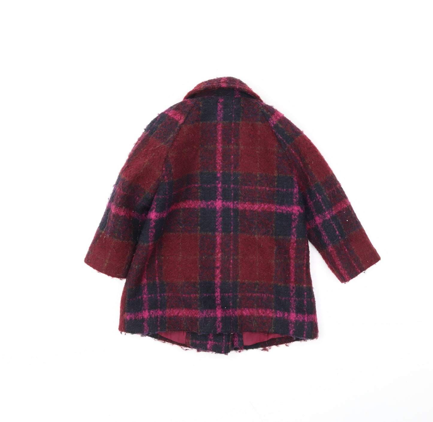NEXT Girls Red Plaid  Overcoat Coat Size 12-18 Months