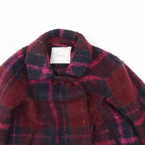 NEXT Girls Red Plaid  Overcoat Coat Size 12-18 Months