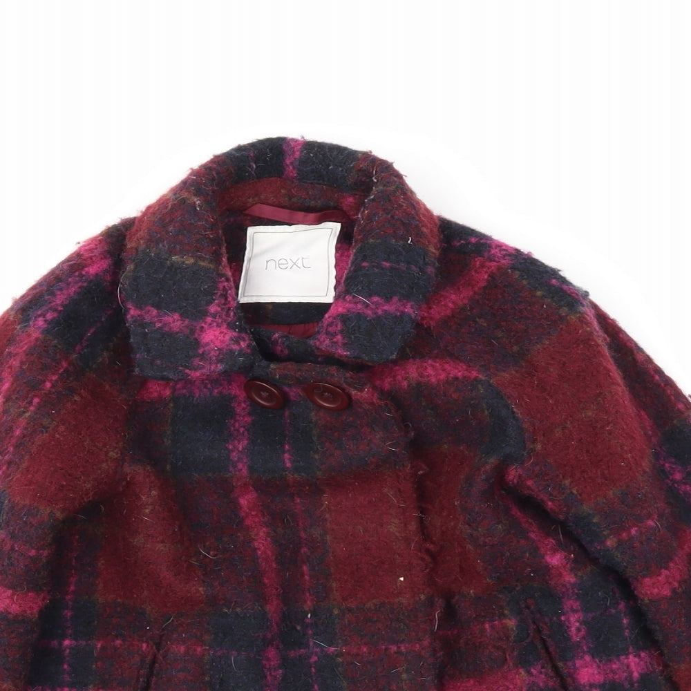 NEXT Girls Red Plaid  Overcoat Coat Size 12-18 Months