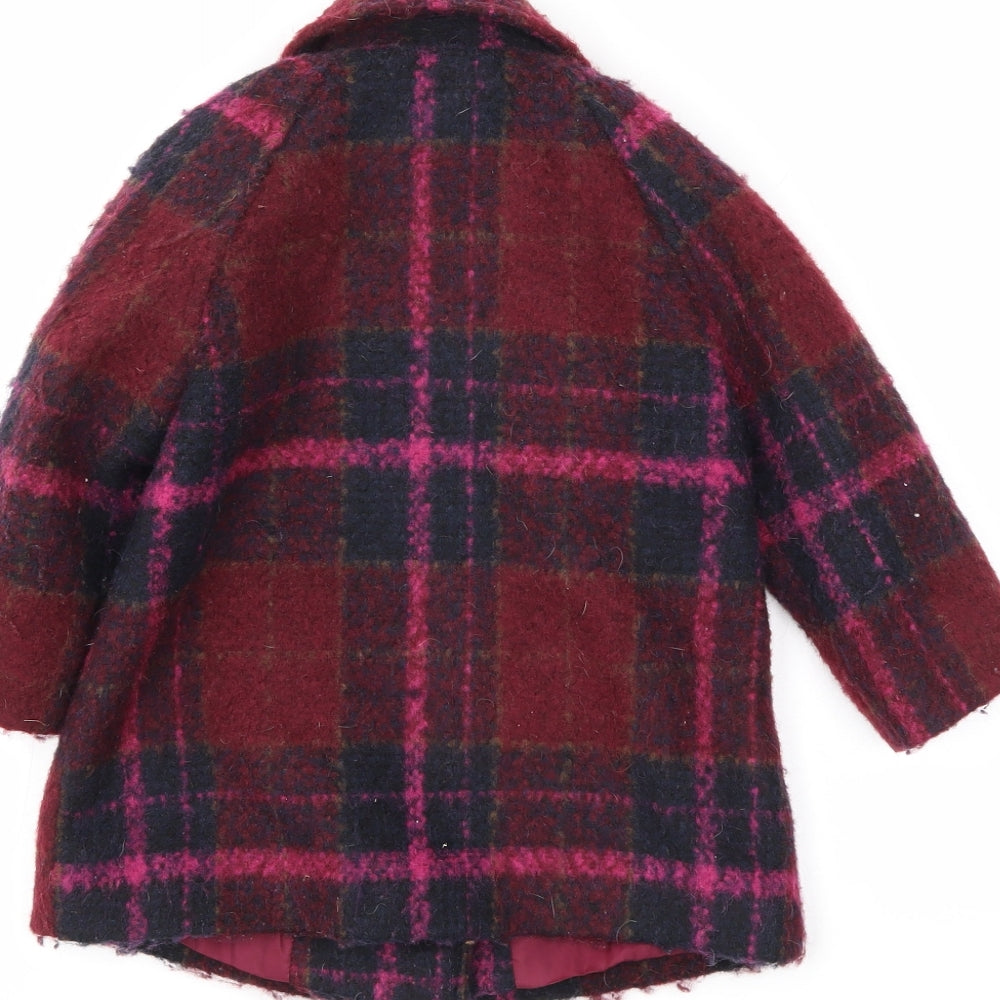 NEXT Girls Red Plaid  Overcoat Coat Size 12-18 Months