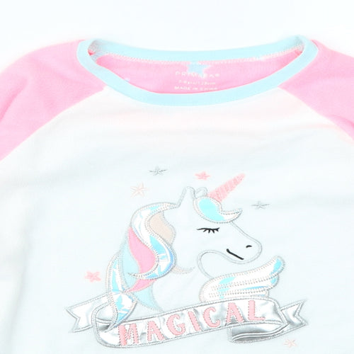 Primark Girls Pink Colourblock  Top Pyjama Top Size 7-8 Years  - Unicorn