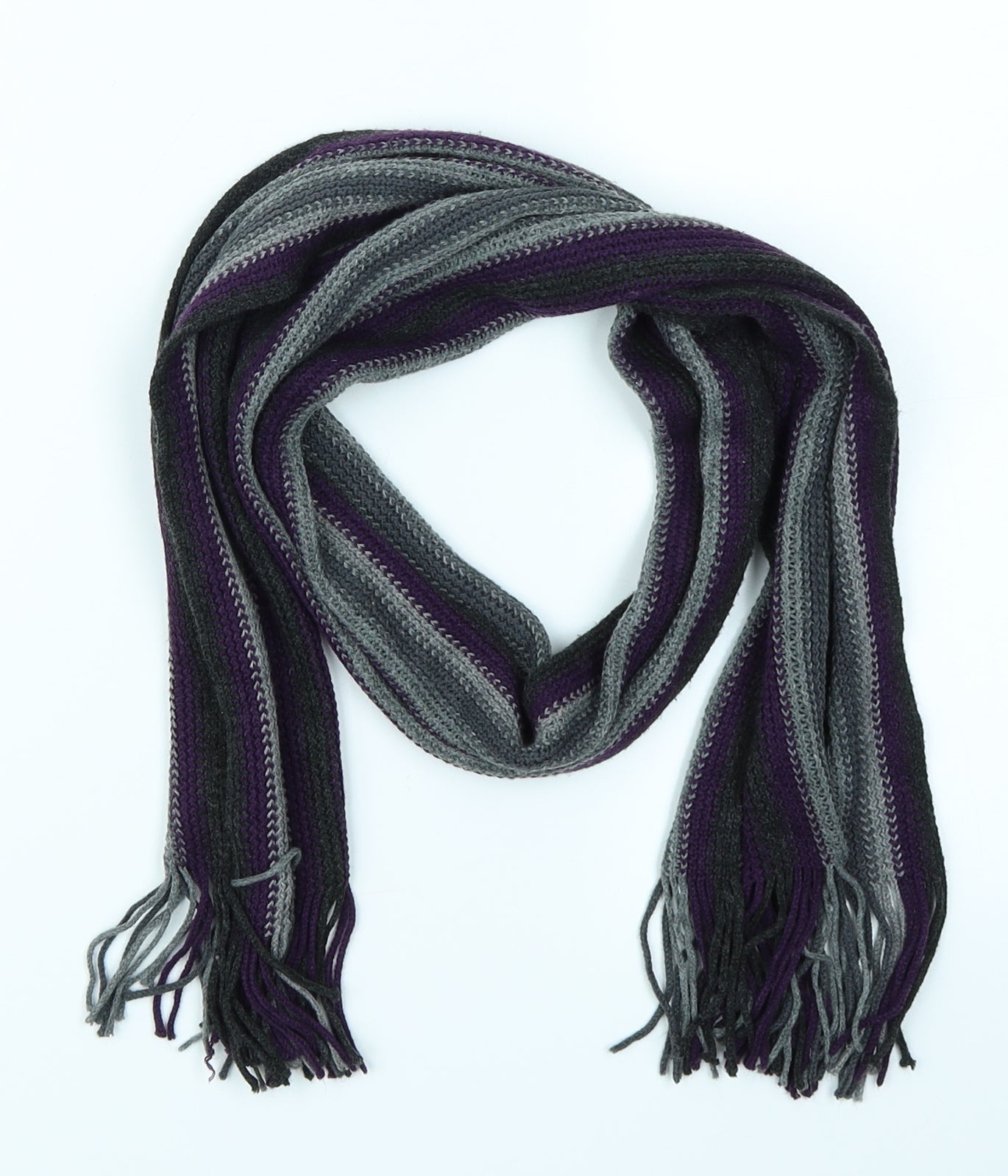 Preworn Unisex Purple Striped  Scarf  One Size
