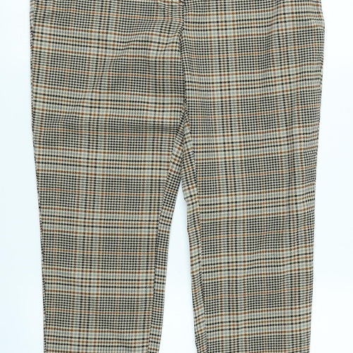 Monki Womens Brown Plaid  Trousers  Size 10 L26 in