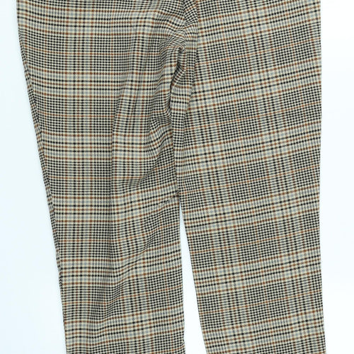 Monki Womens Brown Plaid  Trousers  Size 10 L26 in
