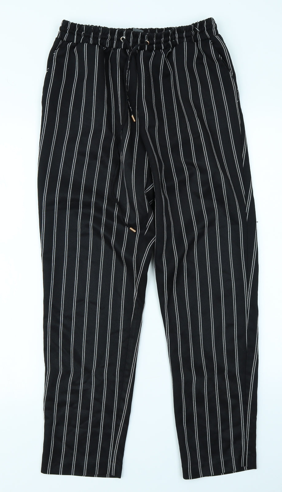 Primark Womens Black Striped  Trousers  Size 14 L26 in