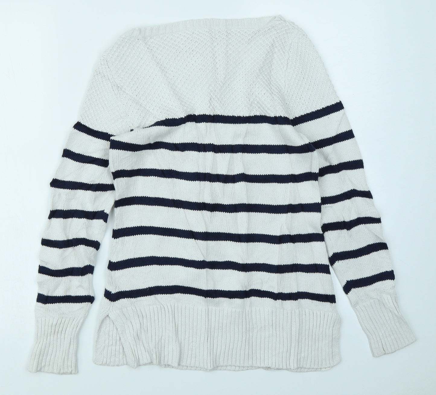 Kenar Womens White Striped  Pullover Jumper Size S