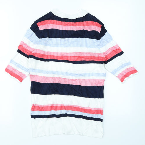 M&S Collection Womens White Striped  Pullover Jumper Size 12