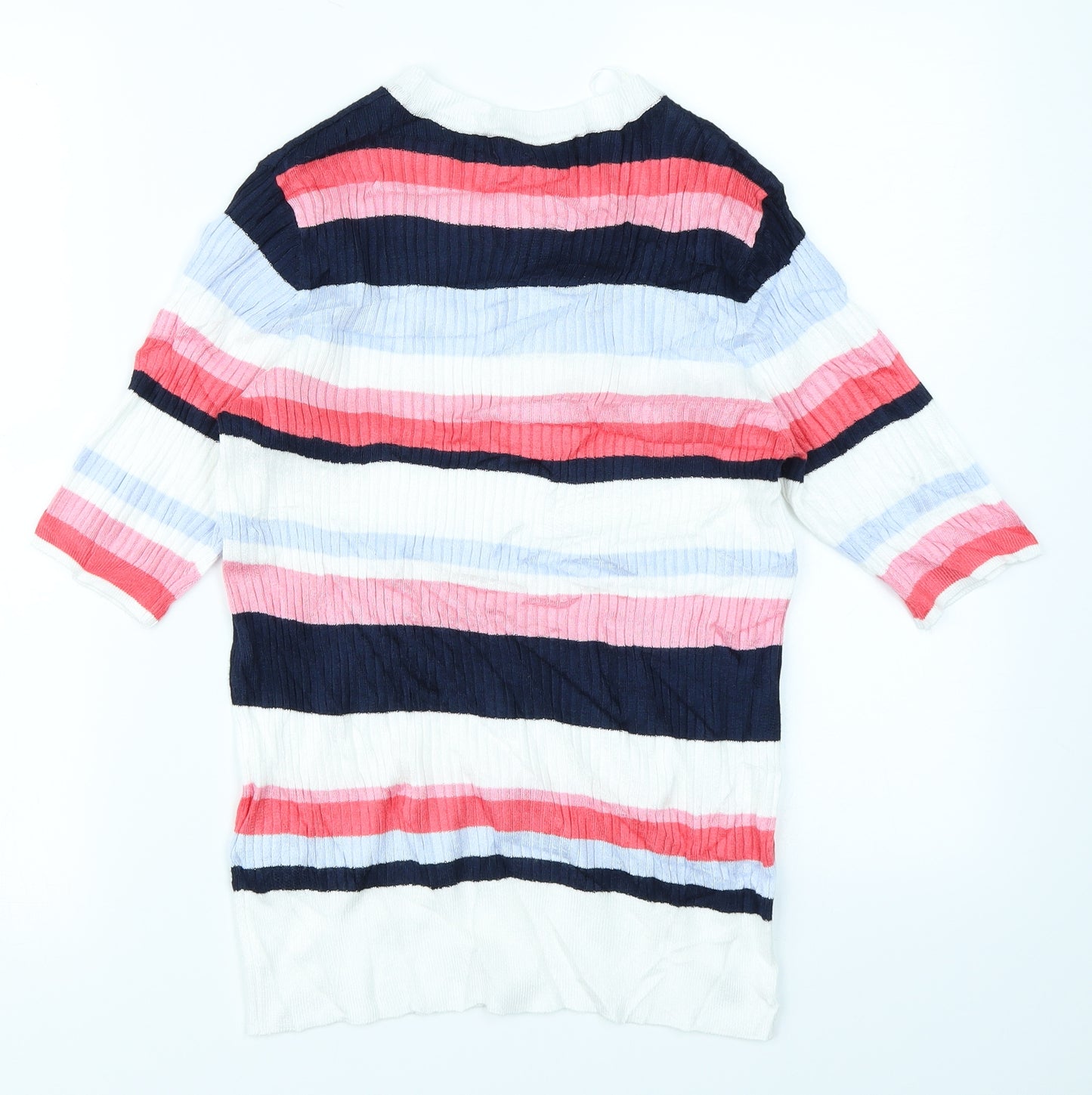 M&S Collection Womens White Striped  Pullover Jumper Size 12