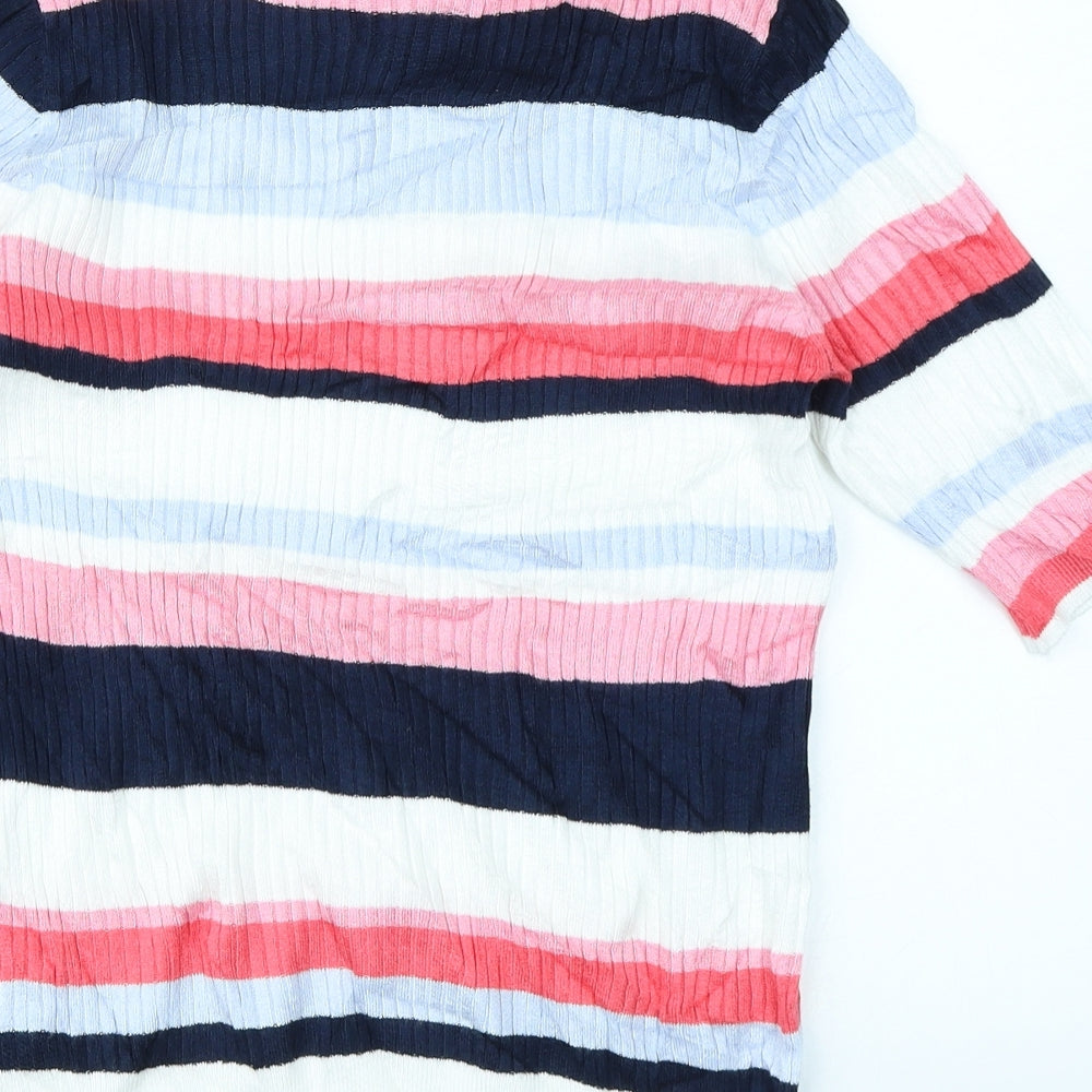 M&S Collection Womens White Striped  Pullover Jumper Size 12