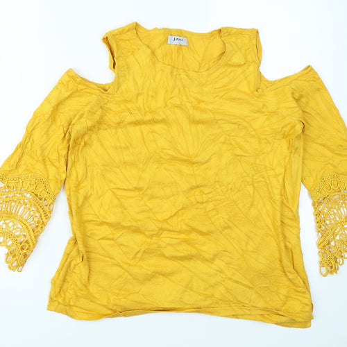 Soon Womens Yellow   Pullover Jumper Size 14  - cold shoulder