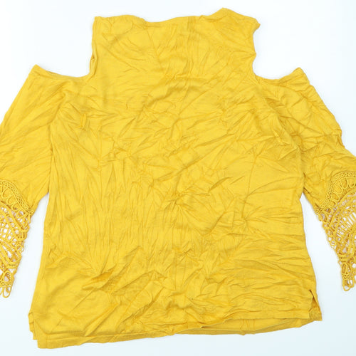 Soon Womens Yellow   Pullover Jumper Size 14  - cold shoulder