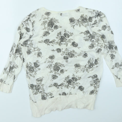 Papaya Womens White Floral  Cardigan Jumper Size 12