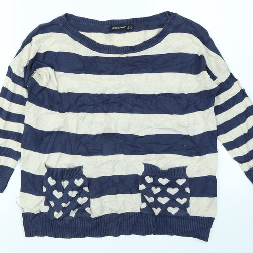 Atmosphere Womens Blue Striped  Pullover Jumper Size 12