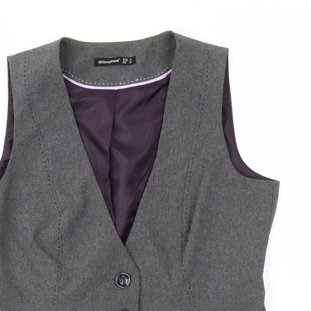 Atmosphere Womens Grey Herringbone  Jacket Suit Waistcoat Size 14