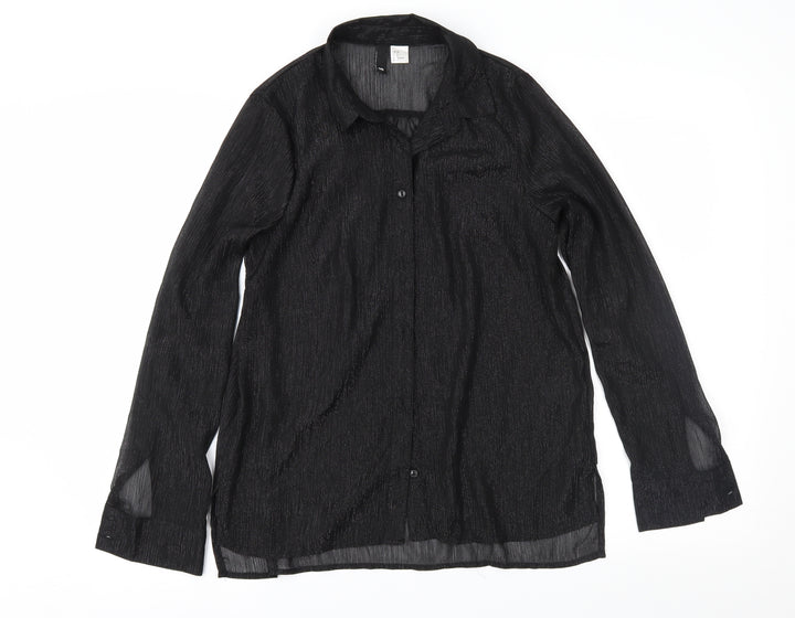 H&M Womens Black Basic Button-Up Size 10