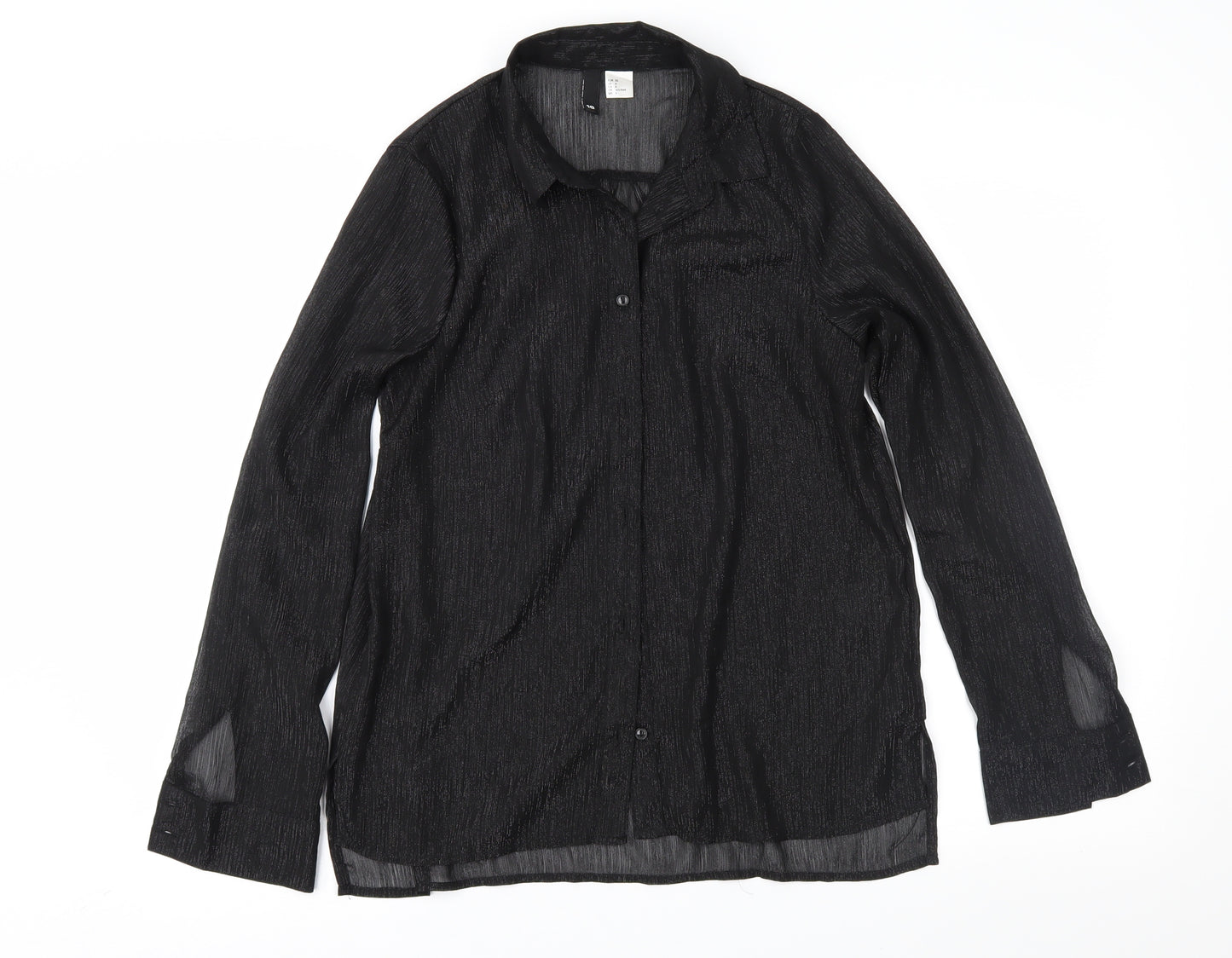 H&M Womens Black   Basic Button-Up Size 10