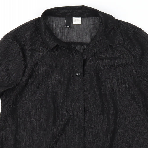 H&M Womens Black   Basic Button-Up Size 10