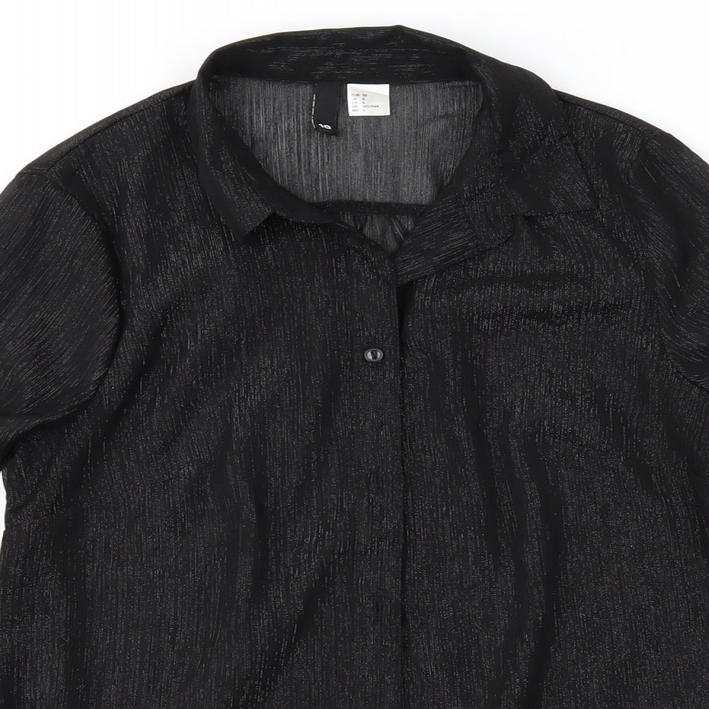 H&M Womens Black   Basic Button-Up Size 10