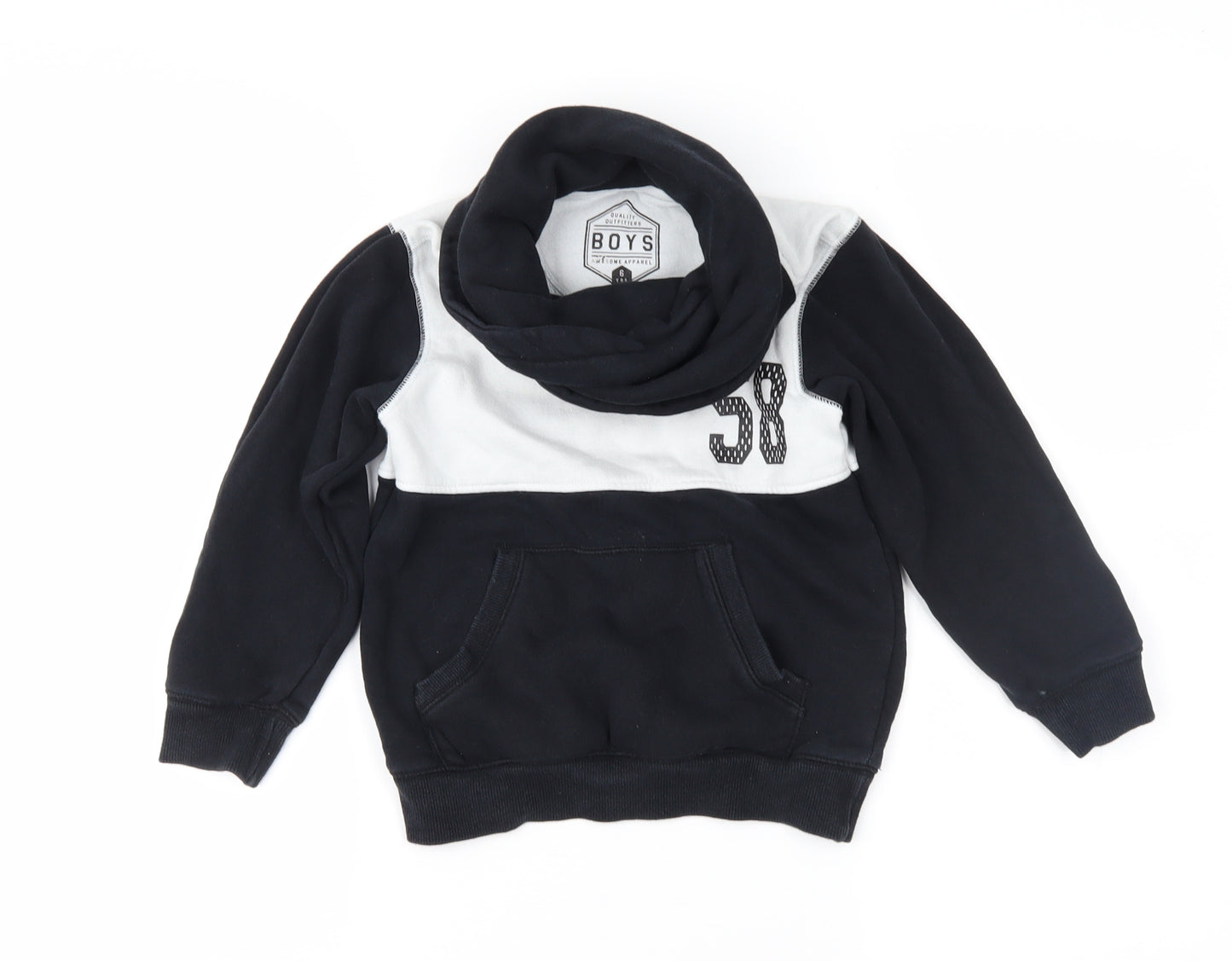 Matalan Boys Black Colourblock  Pullover Sweatshirt Size 6 Years