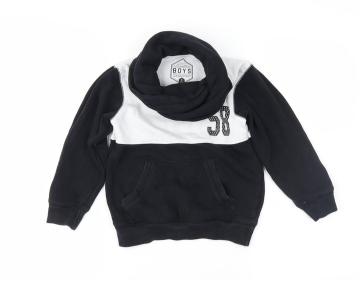 Matalan Boys Black Colourblock  Pullover Sweatshirt Size 6 Years